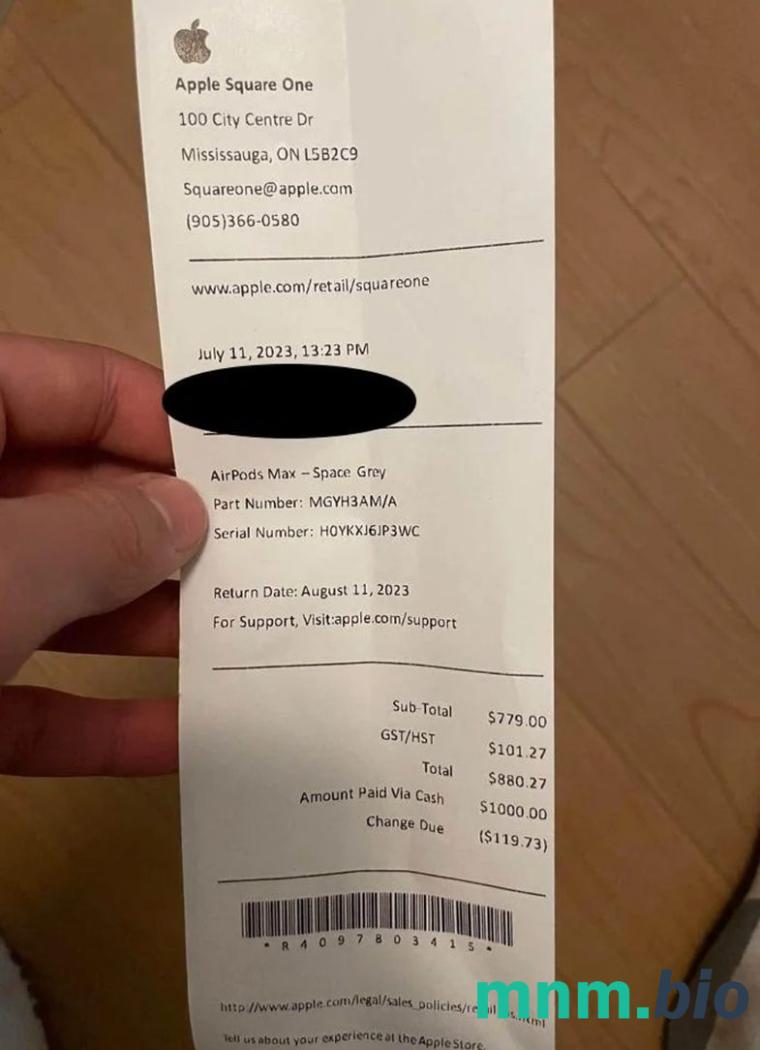 Apple Store przykładowy czek płatniczy PSD